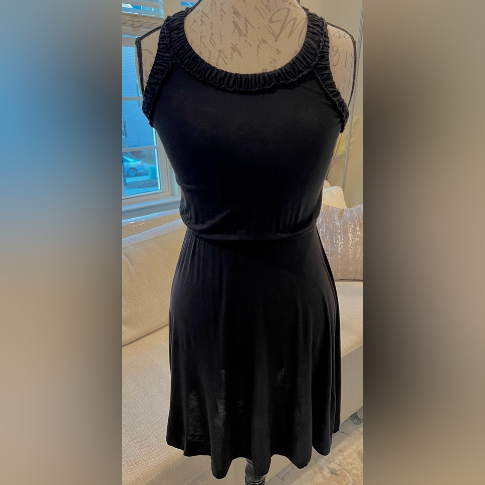LOFT Little Black Dress Petite XXSP Ruched Collar Lightweight